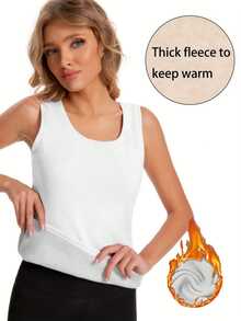 3pcs Pack Warm Undershirt, Comfortable Camisole For Indoor & Outdoor Wear, Base Layer Vest, Polyester & Spandex Blend, Apricot, Black, White - Multicolor - View 2