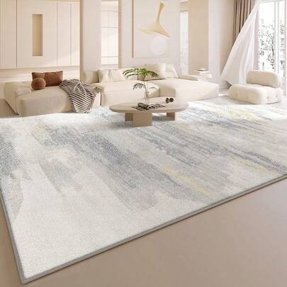 1pc, Nordic INS Style - Modern Minimalist - Geometric Striped Abstract Art - Area Rug, Light Color, 100% Polyester, Morocco - Classic Faux Wool Material, Home Carpet, Suitable For Living Room, Bedroom, Dorm, Entryway, Patio, Machine Washable All Season Large Size Mat, Aesthetic Home Decor