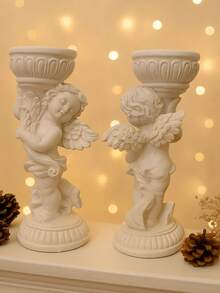 1个/2个天使烛台，天使造型锥形烛台，适用于浪漫晚餐、婚礼中心装饰和家居装饰 - 彩色 - 查看 6