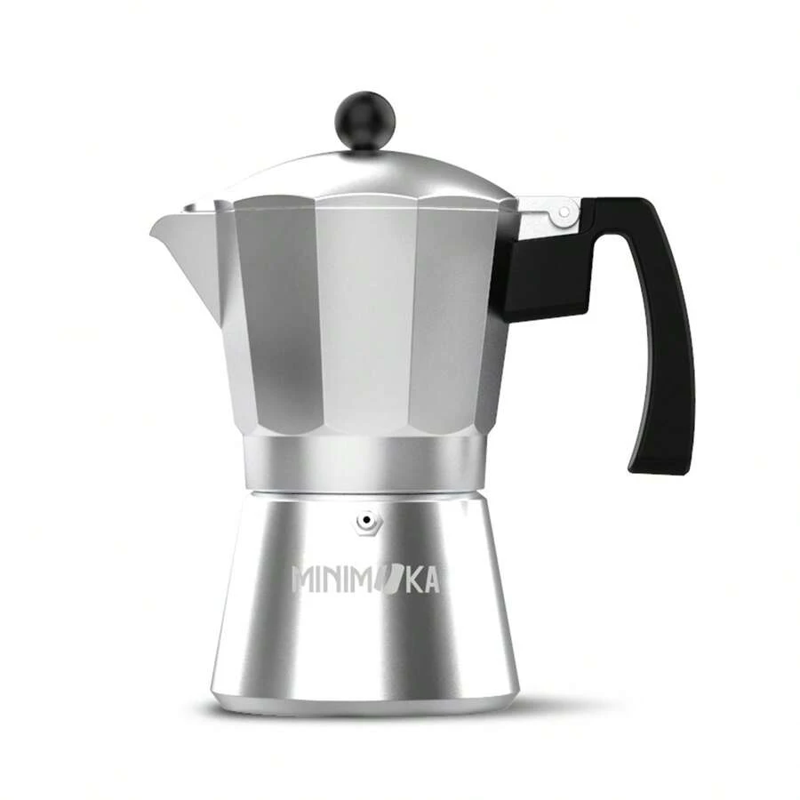 Taurus Minimoka 12 - Cafetière italienne, 12 tasses, base et filtre en acier inoxydable, poignée ergonomique, valve, joint en silicone pour une plus grande , convient pour : vitrocéramique, électrique et gaz - Argent - Voir 1