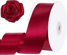 Wine Red 1 1/2 Inch 60 Yards Double Faced Maroon Satin Ribbon For Crafts Flower Bouquet Wreaths Gift Wrapping Wedding Home Drations,23939279 - 紅色 - 查看 1