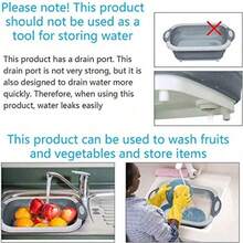 Collapsible Washing Up Bowl Innovations Multi Function Bowl Drying Rack Portable Cutting Board Retractable Drain Washing Basket Basin Vegetable Fruit Tray For For Camping Picnic Kitchen CB-01 - Gray - View 7