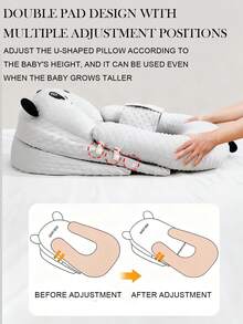 Set de 3 piezas Nuevo estilo 2025 Almohada de bebé con diseño de panda de dibujos animados, diseño de dibujos animados lindos, reduce los vómitos, almohada de , hamaca para bebé, almohada para bebé, juego cómodo, diseño de cuña para reflujo, cubiertas superior e inferior extraíbles, adecuado para cuna de bebé, nido de bebé, recién nacido, co-dormir con bebé.