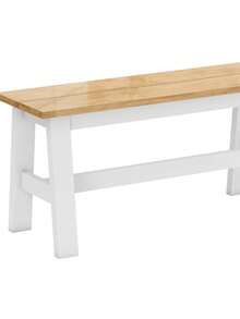 Ławka HOMCOM dla 2 osób, drewniana w kolorze dębu z poprzeczką stabilizującą, do salonu, jadalni, przedpokoju, drewno kauczukowe, biała
