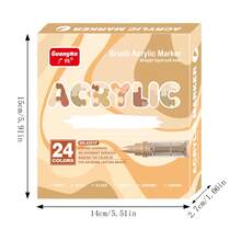 GUANGNA 24-Color Acrylic Paint Markers, Soft Brush Tip Pens And Markers, Acrylic Paint Pens Suitable For Wood, Stone, Canvas, Glass, Fabric, Eggs, Rock Painting, And DIY Craft Supplies. 1 Set Of 24-Color Soft-Tip Freehand Painting And Doodling Overlay Liquid Acrylic Markers, Suitable For Stone, Glass, Ceramics, Easter Eggs, Metal, Wood, Waterproof - B - Xem 1