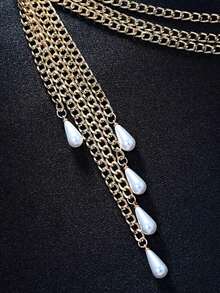 1pc Sexy Pearl Tassel Waist Chain - Metal Pendant Design |   Women's Belly Dance & Party Essential - 彩色 - 查看 4