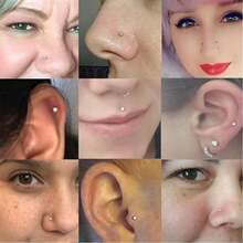 6pcs Stainless Steel Cubic Zirconia Lip Studs Labret Nose Studs, Tragus Helix Ear Piercing Jewelry 6mm 8mm 10mm Bar Length 3 Pairs Set - Silver - View 10