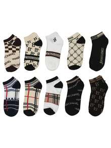 10 pares de calcetines cortos para hombre, de estilo elegante y casual, transpirables, delgados, de corte bajo para primavera/verano - Multicolor - Ver 11