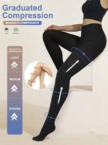 Damen 15-20 mmHg dicke, warme Kompressionsformwäsche Strumpfhose, Hüftanhebung, Beinformung, enge Leggings für Herbst & Winter