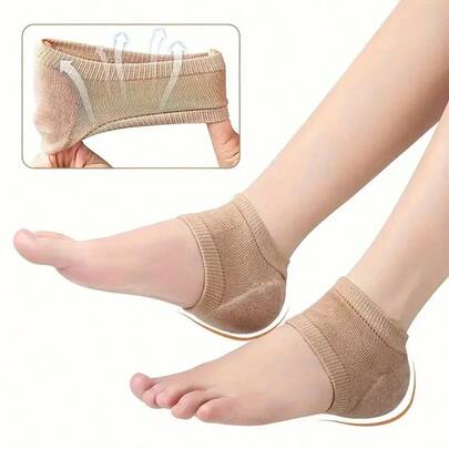 1 Pair Heel Protector Socks, Breathable Ultra-Thin Silicone Heel Sleeves, Prevent Cracked Heels, Suitable For Wearing With Shoes For Sports And Casual Wear