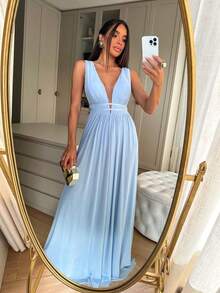 Simple Elegant Sexy Backless Wedding - 淺藍色 - 查看 3