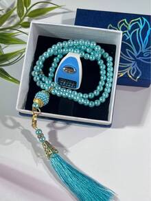 1pc 99 Beads Pearl Rosary Gift Set, Includes Multi-Function Counter & Elegant Gold Tassel Decor, Essential Buddhist Prayer Bead Set For Spiritual Practice, Suitable For Gift Or Personal Use - Multicolor - View 7