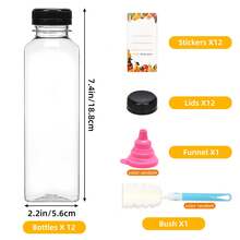 Tomnk 12/36/42/56/128pcs 16oz Plastic Juice Bottles With Caps, Reusable Juicing Bottles, Clear Empty Containers For Drinks, Smoothies And Other Beverages, For Back-To-School Season, Picnics, And Outdoor Activities - 無色 - 查看 13