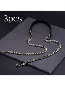 1-Pack Gold Metal Chain With Black PU Leather Strap - Stylish Alternative To DIY Handbag And Shoulder Bag Accessories, Secure Square Clasp For Versatile Fashion Design, Wallet Strap, DIY Wallet Making