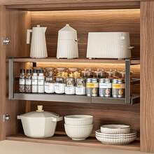 Expandable Under Shelf Basket, Adjustable Under Cabinet Organizer, No Drill Storage Rack For Kitchen Wardrobe - Black - View 6