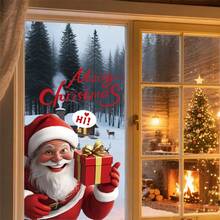 1pc Christmas Window Sticker - Featuring Santa Claus And "Merry Christmas" Text, Suitable For Stores And Homes - Multicolor - View 7