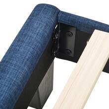 Upholstered Bed With Upholstered Headboard, Double Bed With Slatted Base, 140x200cm, In Blue Linen, Medium Firm (Without Mattress) - Baby Blue - View 5