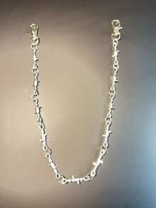 1pc Men's Punk Style Spiked Chain, Minimalist Hip-Hop Ins Waist Chain, Suitable For Halloween Costume - Silver - View 4