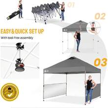 10x10 Pop Up Canopy Tent  Canopy With 150D Silver Coated Fabric Including 2 Half Sidewalls, 4 Ropes, 8 Stakes, 4 Weight Bags, STO 'N Go Bag, Grid Grey,23950449 - 薄荷綠 - 查看 5