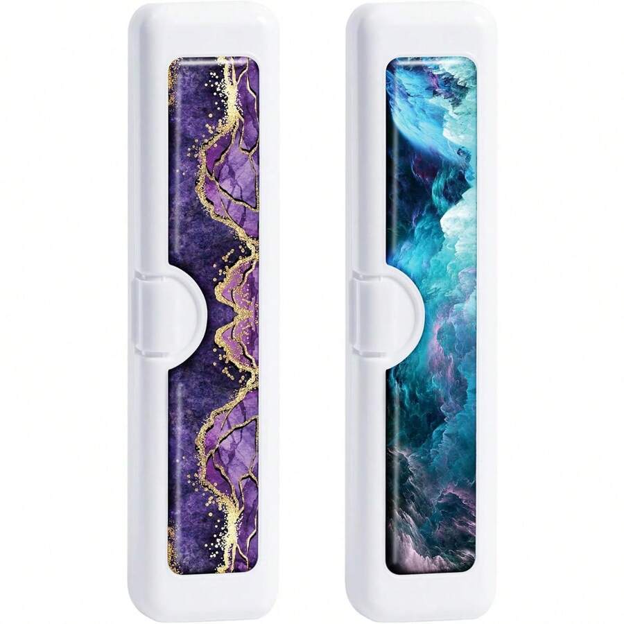 Toothbrush Travel Case - Pattern, Holder And Covers For Toothbrushes, Includes Tongue Scraper Case - 2件-3 - 查看 1