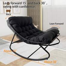 AYDFUORT Large Rocking Chair With Footstool, Upholstered Comfy Rocking Chairs With Padded Cushion, Rocker Glider Chairs For Living Room Bedroom Balcony Patio Porch Indoor Outdoor - Grey - View 5