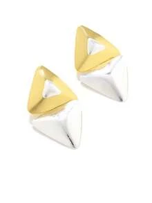 Dual Triangle Earrings, ZAA Fashion Design Alloy Combination, Vintage Geometric Pendant Earrings - Gold - View 3