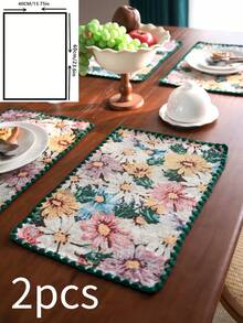 1/2/4/6 miếng lót bàn ăn hình chữ nhật họa tiết hoa phong cách trang trại, vải jacquard màu hồng, đa năng sử dụng hàng ngày, ngày lễ, nhà bếp, trang trí bàn ăn, tiệc tùng, trang trí nhà cửa, phông nền chụp ảnh, mọi mùa - Nhiều màu - Xem 15