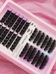 120簇10排混合款式浓密假睫毛新款自然睫毛派对俱乐部日常工作会议自然假睫毛蓬松柔软日常会议多功能美妆工具睫毛镊子 - 黑色 - 查看 4