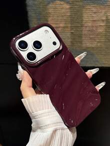 Glänzend krimsonrote wellige plissierte hochwertige glänzende Textur stoßfeste Handyhülle geeignet für Apple 17/16 Pro Max, 14/13, 12, 11 Pro Max, XS Max, X, XR, 8, 7, Plus, Mini, kann als Geburtstagsgeschenk, für Freundin, Freund oder Selbstnutzung verwendet werden - Verschiedenfarbig - Übersicht 2