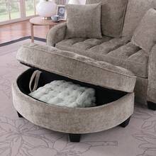 mikibama Corduroy Loveseat Sofa Couch With Storage Ottoman, Modern 2 Seater Sofas Bed With Irregular Armrests And Backrests, Footrest With Storage Space,Comfy Double Sofa Chaise Longue With Two Small Throw Pillows, Suitable For Living Room And Bedroom,Brown - 棕色 - 查看 4