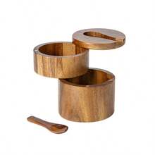 1pc Rosewood Salt Cellar Wooden Spice Box Pepper Shaker Kitchen Seasoning Jar Storage Container - Brown - View 11