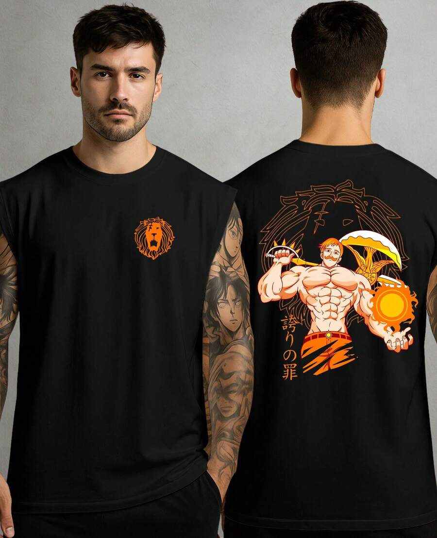 Escanor Nanatsu No Sete Taizai Deadly Sins Pride Rhitta Sol Anime Streetwear Tank Top - màu đen - Xem 1