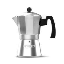 Taurus Minimoka 12 - Cafetière italienne, 12 tasses, base et filtre en acier inoxydable, poignée ergonomique, valve, joint en silicone pour une plus grande , convient pour : vitrocéramique, électrique et gaz - Argent - Voir 2