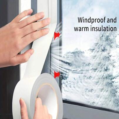 1 Roll High Viscosity Waterproof Windproof Sealing Tape, Window Sealing Strip And Insulation Film, Winter Leakage Prevention, Windproof, Waterproof, Cold-Proof, Mildew-Proof, Adhesive-Free Sealing Tape, Window Weatherstrip, No Residue Tape, Suitable For Door/Window Sealing, Desk/Chair Edges, HVAC Duct Sealing, Multi-Purpose, Easy To Use, No Sticky Residue