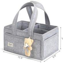 1pc Diaper Caddy Organizer With Handle, Baby Shower Gifts Basket Bag, Registry Search Must Haves Items, Newborn Girl Boy Nursery Storage Organizer, Baby Bag Essentials, Car Diaper Caddy Cart - 灰色 - 查看 11
