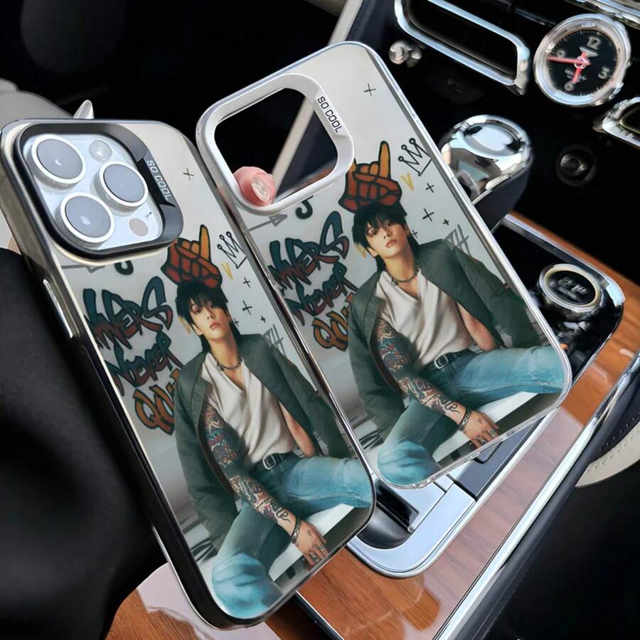 Funda de teléfono dorada Epc J-JungkookS, funda de teléfono IMD compatible con 16 15 14 13 12 11 Pro Max Plus, color plata, funda compatible con 17, funda de 17 Pro, funda de 17 Pro Max - z2 - Ver 1
