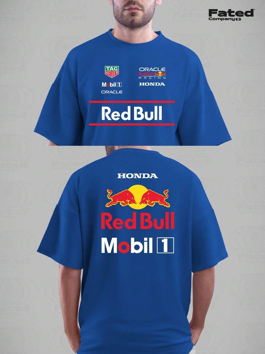 F1 Red Bull 2025 T-Shirt 100% Cotton Unisex - Fated Racing - 藍色 - 查看 1