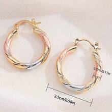 Women's 14K Gold Plated Copper Delicate Petite Earrings-Vintage Color Bohemian Style Earrings,Christmas Gift,Suitable For Various Occasions,Daily Wear,No Setting Required-Fashion Jewelry,Perfect For Weddings And Birthday Parties Valentines Gifts - 金色 - 查看 3