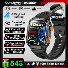 GUHUAVMI 2025 New Men's Outdoor GPS Sports Smartwatch, 2.01inch HD Full Screen Touch, With Strong LED Flashlight, Dual-Band GNSS Positioning, 3ATM Waterproof Swimming Watch, Call Answering, Message Reminder, Health Monitoring, Fitness Tracker Bracelet, GPS Tracking, Compass, Altitude Air Pressure, 540mAh Battery, Multi-Color Strap, Smartwatch For Men, Smartwatch For Women, Compatible With Android And IOS