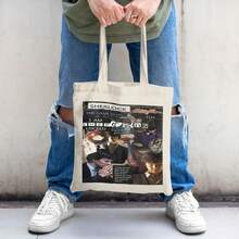 Aesthetic Canvas Tote Bag, Concert Movie Festival Related Reusable Totes Bag, No Zipper, No Pockets Inside