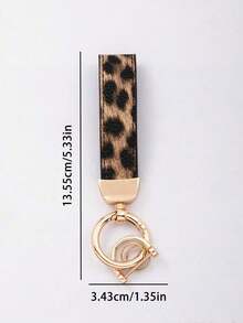 1pc Unisex Black, White, Red, Pink, Orange Zinc Alloy Simple Style Leather Key Chain Keyring Fit For Various Keys & Car Keys Halloween Leopard Print Gift Souvenir - 彩色 - 查看 4