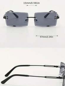 Red River Women's Vintage Square Rimless Sunglasses (New) - 黑色 - 查看 3