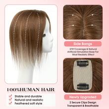 Center Part Human Hair Topper Hairpiece 5x9cm Breathable Hair Net Natural Straight Top Hair No Bangs For Women 8-14inch - S4 - 查看 4