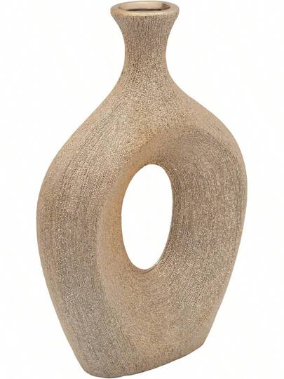 Sagebrook Home Jarrón Moderno de cerámica de gres Acabado metálico Detalle Decorativo para el hogar la Oficina el Dormitorio y la Sala de Estar; 9 x 3 x 13 Pulgadas Dorado