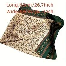 1pc Women's 26.7inch Metal Buckle Printed Square Scarf Imitation Thin Tie Elegant Professional Shirt Accessory Valentine's Day Gift - 彩色 - 查看 2