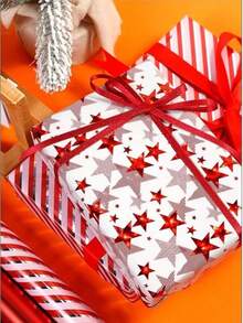 1 Roll 43*300cm Red Series Wrapping Paper, Christmas Gift Wrapping Paper, Valentine's Day Birthday Gift Wrapping Paper, Large Size Gift Wrap - Multicolor - View 4