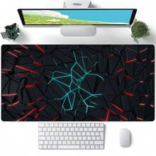 1pc Large Abstract Black & Red Geometric Gaming Mouse Pad -Stylish Blue & Red Design, Multi-Functional Desk Mat For Office, Travel, And E-Sports, Rectangular Shape, Smooth Surface For Precise Mouse Control, Gaming Desk Accessory Stylish Desk Mat , Functional Design, Mouse Pads For Desk