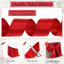 Red Ribbon 1.5 Inch 60 Yards Double Faced Craft Satin Ribbon For Handmade Roses Wreaths Crafts Making Flower Bouquet Gift Wrapping Wedding Drations,23939283 - Redwood - View 5