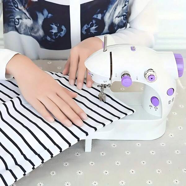 1set Home Mini Portable Electric Sewing Machine ,Beginner's Sewing Machine,Mini Tabletop Electric Sewing Machine,Portable Foot Pedal Straight Line Hand Table Double Thread Set Electric Sewing Machine,Gift For Mom And Wife