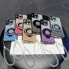 这款奢华水钻手链手机壳兼容 6/7/8/X/XS/XR/11/12/13/14/15/16/16e、Galaxy S22/23/24/25/S24 FE/S25 EDGE、A04/05/06/A07/A14/A15/A16/A17/A24/A25/A34、Redmi Note 9/10/11/12/13、Redmi 9/10/12/13C/14C、OPPO、MOTO、Honor X、HW、RENO、Realme C53/C55/C61/C63/C75 等机型，并采用防震边角设计，闪亮外观。是国际版，不是国内版 - 藍色 - 查看 8